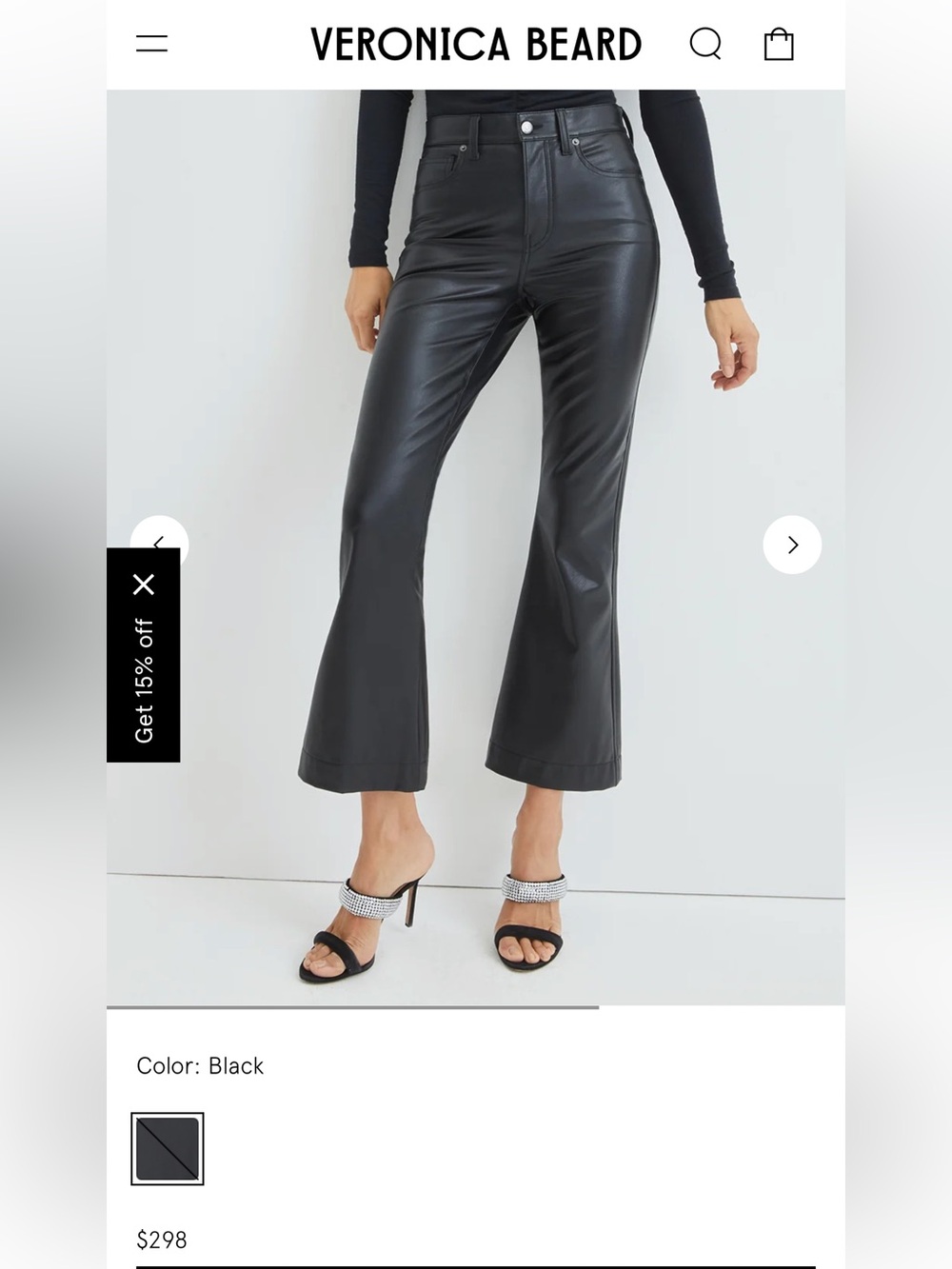 Veronica Beard Carson Ankle Flare Black Faux-Leather Flare Pants - Picture 5 of 14